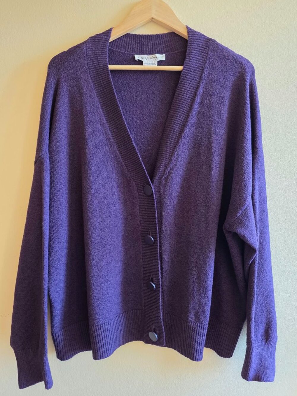 Penningtons Deep V-Neck Oversize Cardigan Size 1X Violet Comfy Casual